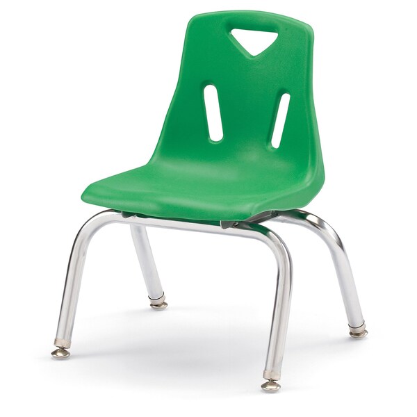 Berries Stacking Chairs with Chrome-Plated Legs, 10 in. Ht, Set of 6, Green